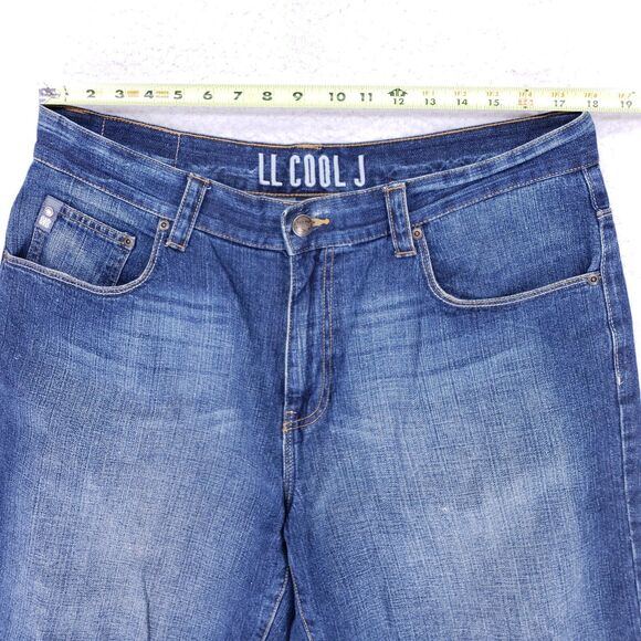 LL Cool J Jean Shorts Denim Cotton Mens SZ 36 Blue Straight VTG Baggy 90s Y2K - Picture 2 of 12